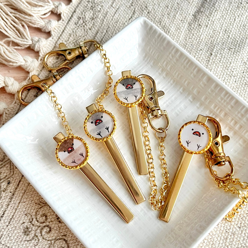 文鳥桜文鳥シナモン文鳥白文鳥チャームストラップレジン目印マーカー