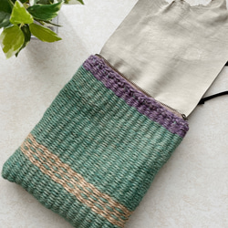 【一点物】手染め手織りの麻ひもバッグ　ヒップポーチ　 2枚目の画像