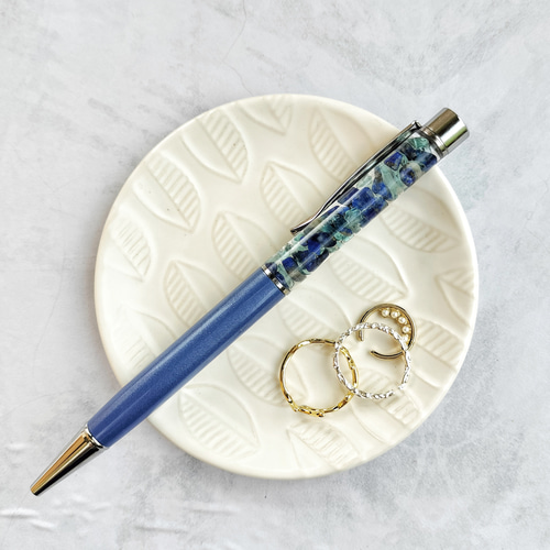 blue planet」ラピスラズリ アパタイト ハーバリウムボールペン ギフト