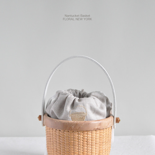 ナンタケットバスケット（ハンドメイド / 牛革取手 × チンチラファー