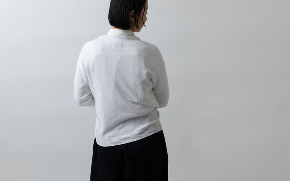 亞麻針織女式開衫（白色）&lt;Women&#39;s M/L/LL&gt; 第4張的照片