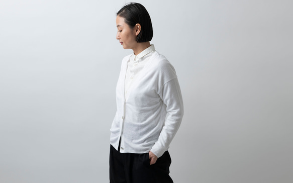 亞麻針織女式開衫（白色）&lt;Women&#39;s M/L/LL&gt; 第3張的照片