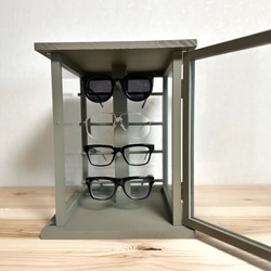 ガラス製　メガネスタンド　サングラススタンド　メガネケース　木製　ガラス板　ガラスケース　 6枚目の画像
