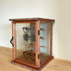ガラス製　メガネスタンド　サングラススタンド　メガネケース　木製　ガラス板　ガラスケース　 7枚目の画像