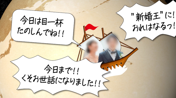 結婚式のオープニングムービー作ります ワンピース風のムービーで 二人の新しい船出を祝いましょう！ U1283770585(9750円)