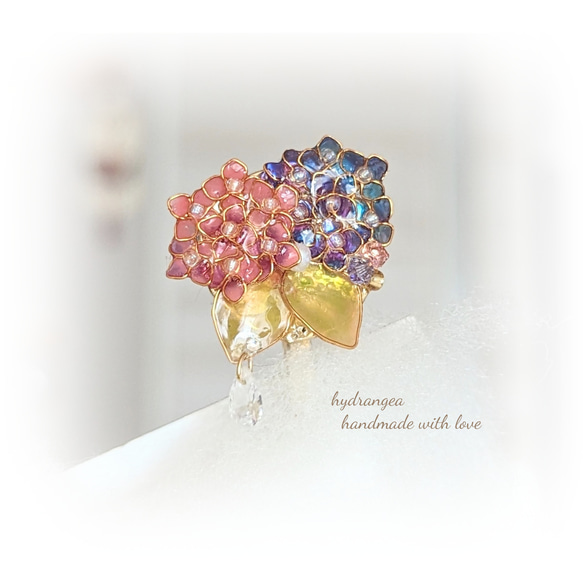 紫陽花の雫④ ポニーフック ヘアカフス ハンドメイド
