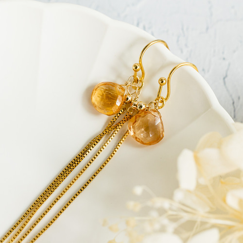 インペリアルトパーズのピアス/イヤリング ピアス（フック・チェーン 