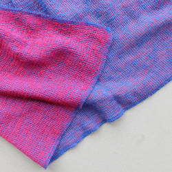 亞麻針織雙面披肩紫色 x 粉紅色 第9張的照片