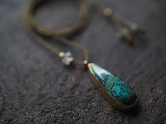 chrysocolla brass necklace (yuusui) 6枚目の画像