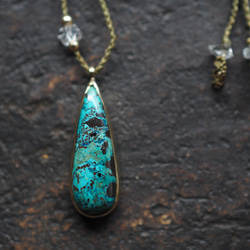 chrysocolla brass necklace (yuusui) 3枚目の画像