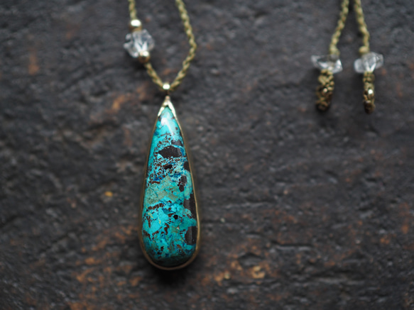 chrysocolla brass necklace (yuusui) 3枚目の画像