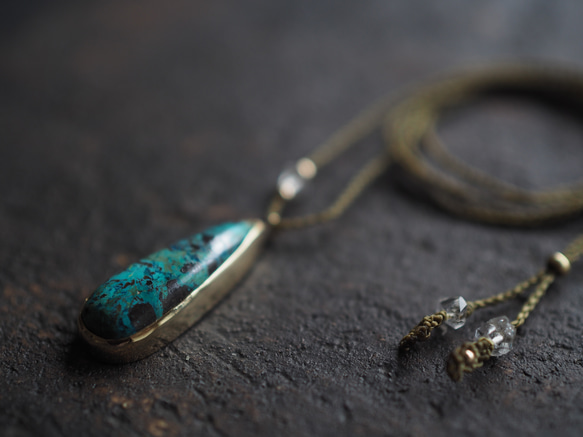 chrysocolla brass necklace (yuusui) 8枚目の画像