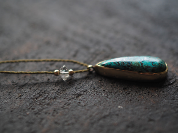chrysocolla brass necklace (yuusui) 11枚目の画像