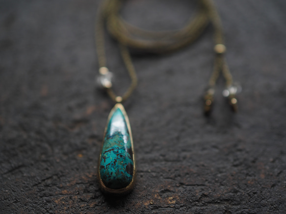 chrysocolla brass necklace (yuusui) 7枚目の画像