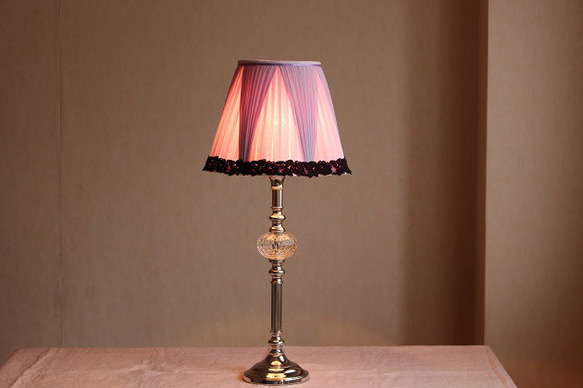 シルクのテーブルランプ用ランプシェード  /  マルゼルブ  /  ラベンダーピンク 7枚目の画像