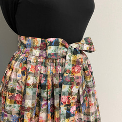 未使用　リバティ　アーカイブギンガム　マキシタックスカート　ハンドメイド リバティプリント生地・Archive Gingham(アーカイブギンガム