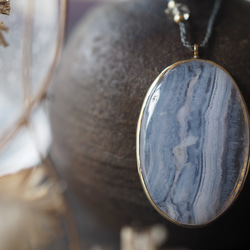 blue lace agate brass necklace (suimon) 1枚目の画像