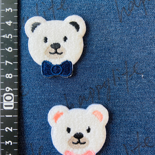 ラップケット ホワイト クマ刺繍付き 楽天市場】2WAY 刺繍ワッペン ハンドメイド タグ （白地のクマ