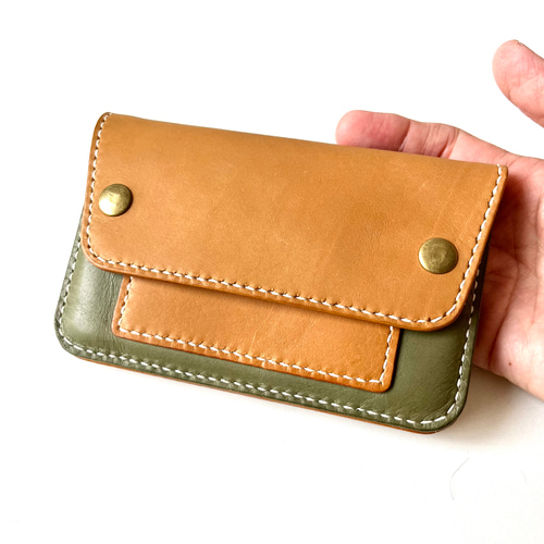 オリーブグリーンのミドルサイズの革財布 長財布 R-S工房 通販