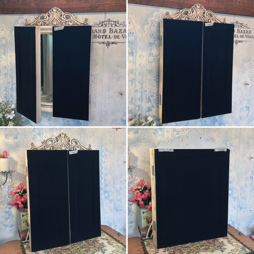 アンティークな部屋 おしゃれな鏡 三面鏡 ③ ウォールミラー 2WAY  