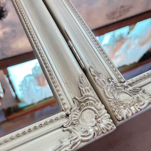 アンティークな部屋 おしゃれな鏡 三面鏡 ③ ウォールミラー 2WAY  