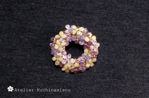 【受注製作】マニキュアフラワーの紫陽花のブローチ〈紫〉 4枚目の画像