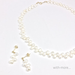 【新作】希少‼︎本真珠 ランダム バロックパール チョーカー ネックレス☆淡水パールネックレス☆14kgf対応可能♪ 5枚目の画像