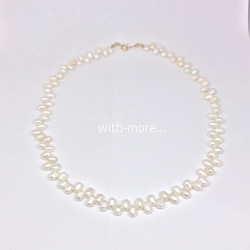 【新作】希少‼︎本真珠 ランダム バロックパール チョーカー ネックレス☆淡水パールネックレス☆14kgf対応可能♪ 3枚目の画像