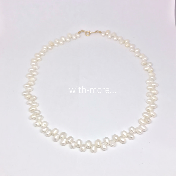 【新作】希少‼︎本真珠 ランダム バロックパール チョーカー ネックレス☆淡水パールネックレス☆14kgf対応可能♪ 3枚目の画像