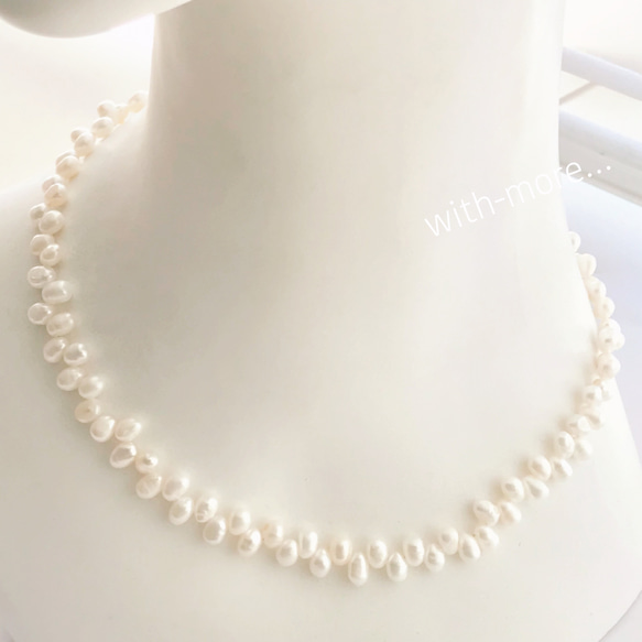 【新作】希少‼︎本真珠 ランダム バロックパール チョーカー ネックレス☆淡水パールネックレス☆14kgf対応可能♪ 6枚目の画像