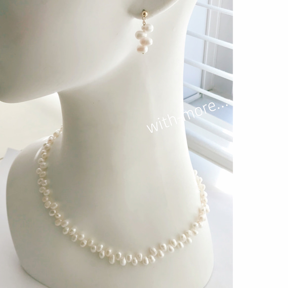 【新作】希少‼︎本真珠 ランダム バロックパール チョーカー ネックレス☆淡水パールネックレス☆14kgf対応可能♪ 7枚目の画像