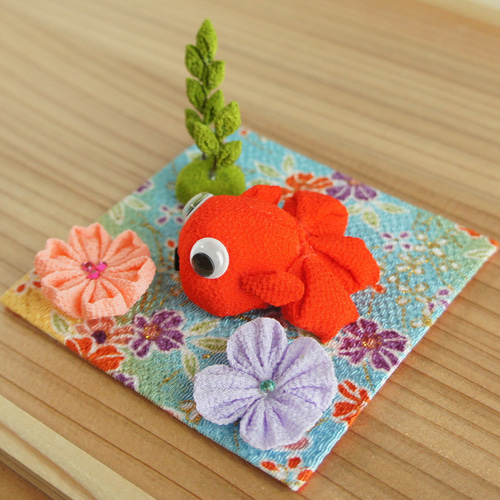 つまみ細工 金魚☆ベビーヘアクリップヘアゴム