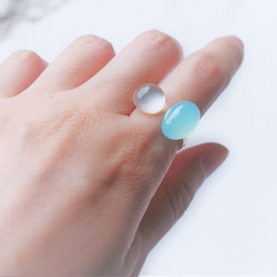 【13號/組合選擇】海藍玉髓雙石民俗戒指（指環） 第7張的照片