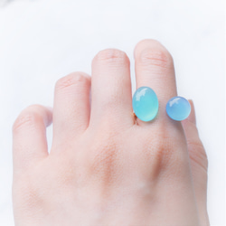 【13號/組合選擇】海藍玉髓雙石民俗戒指（指環） 第5張的照片