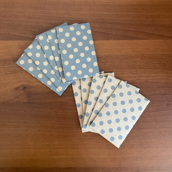 ミニ封筒 10枚 Mサイズ クラフト紙 ネイビー 水玉 封筒・便せん tubura