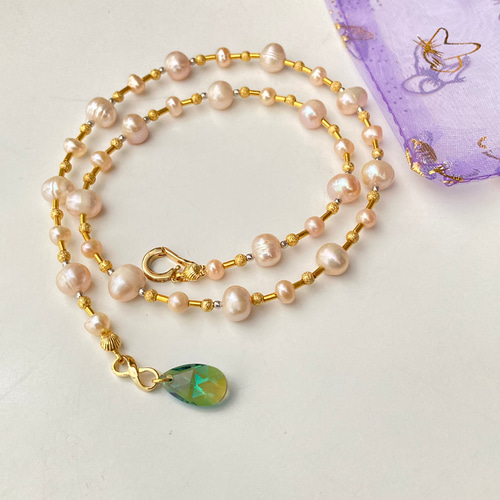 4way淡水パールネックレス❣️華やかゴールド本金加工（エキゾチックな 