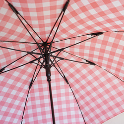 竹製傘塊格子紅色 防曬防雨長傘 ALCEDO 161047 陽傘傘 格子竹柄 第17張的照片