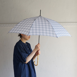 竹製傘塊格紋 lt.灰色 防曬防雨長傘 ALCEDO 161048 遮陽傘格紋 第9張的照片