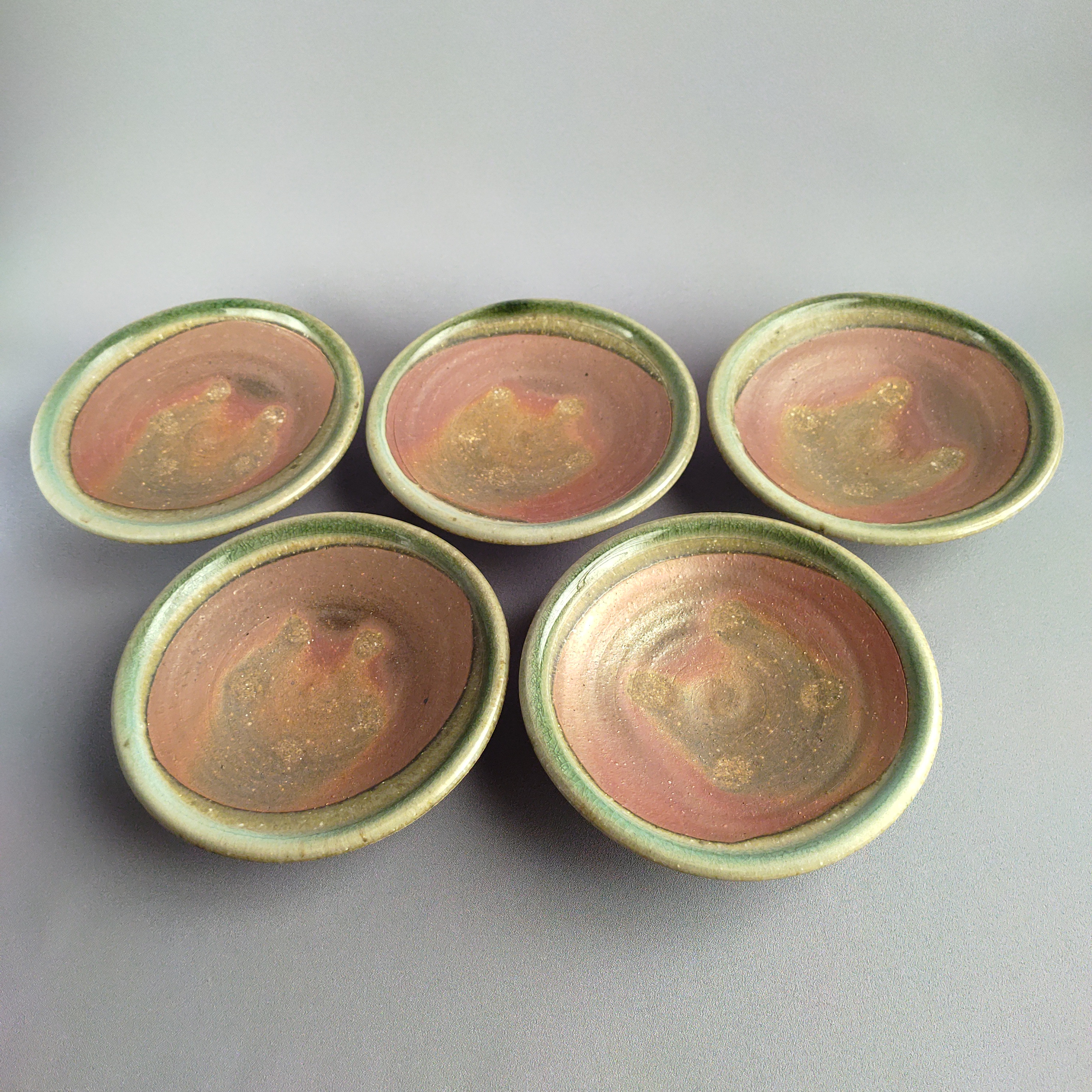 銘々皿　焼締め　薪窯　五客組　【商品番号：00356】