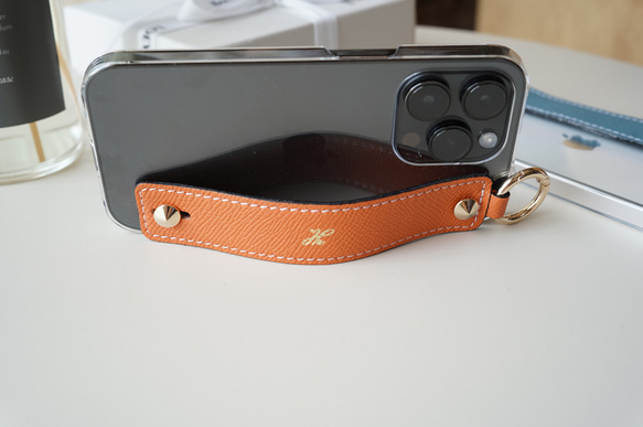 クリア×革のベルト ドイツ産カーフレザーワープロラックスのiPhoneケース 本革 ハードケース TPUソフトケース 5枚目の画像