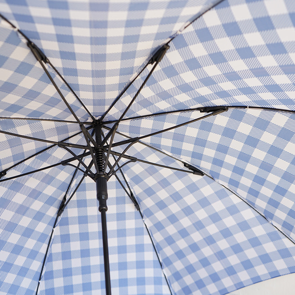 竹製雨傘方格紋海軍藍長傘晴雨兩用 ALCEDO 161050 遮陽傘雨傘格紋竹柄 第17張的照片