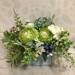 ラナンキュラスのグリーンポット フェイクグリーン アーティフィシャル