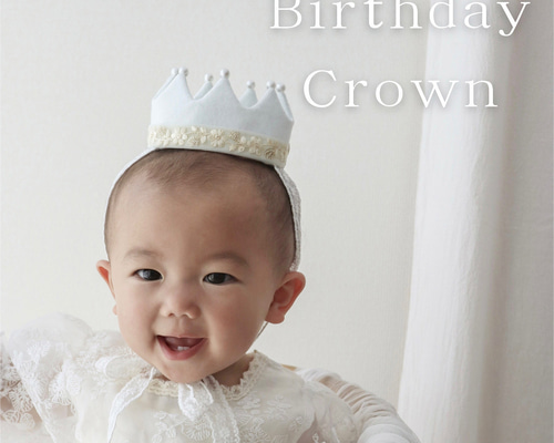 人気アイテム＞white denim crown ベビークラウン/バースデー