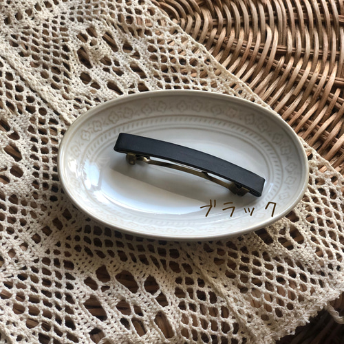 牛本革】 ヘアバレッタ アンティーク調 8.5cm×1cm レザー ヘア
