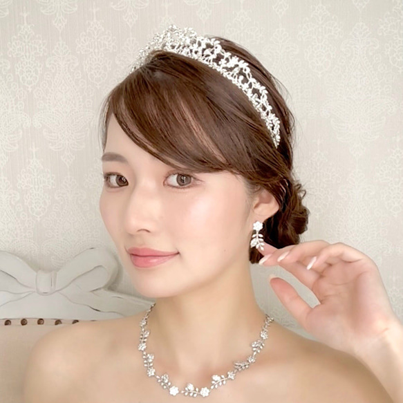 ネックレス　ウェディング　ブライダルネックレス　　ビジュー　シンプル 　結婚式　挙式　前撮り　イヤリングNN03 1枚目の画像