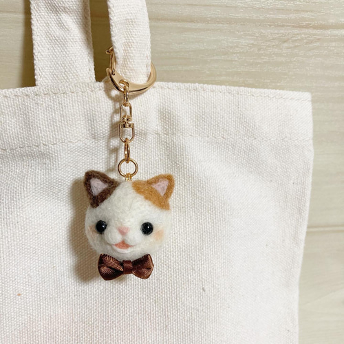 ♡にっこり♡ちびころ にゃんず フェイスキーホルダー♡プチプラ 羊毛