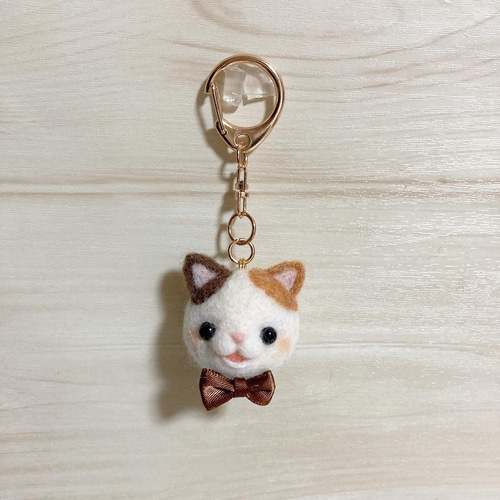 ♡にっこり♡ちびころ にゃんず フェイスキーホルダー♡プチプラ 羊毛