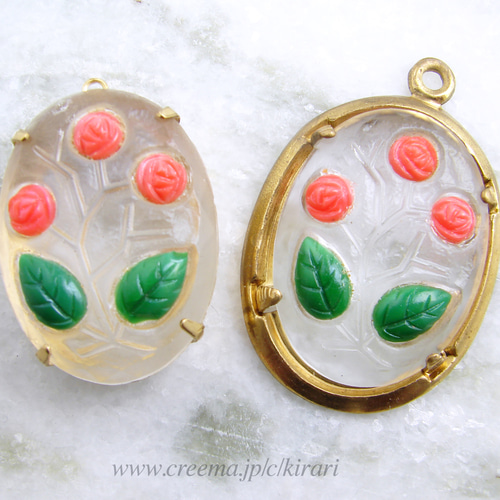 LALIQUE カボション イヤリング&ペンダントトップ LALIQUE◎7 