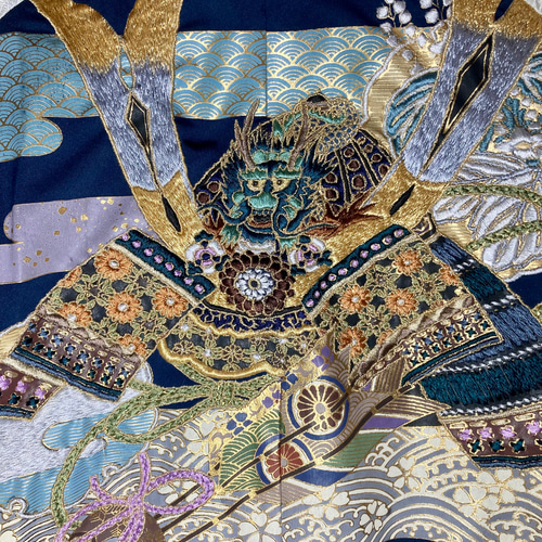 着物リメイク スカジャン 着物リメイクスカジャン リバーシブル 鷹の刺繍 横振り刺繍 産着