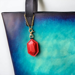[Polyto] 皮革飾品鑰匙扣（姬路紅）包包掛飾 第2張的照片